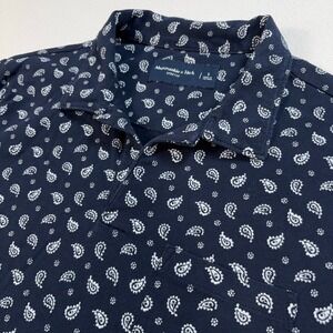 Abercrombie & Fitch Johnny Collar Polo Shirt Men's S Navy Paisley Stretch Pocket